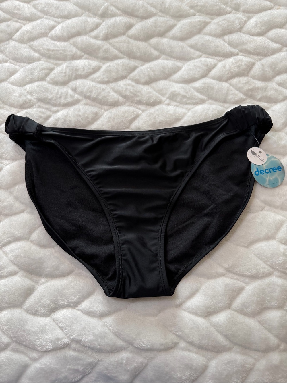 NEW! Decree Black Ruched Side High Leg Bikini Bottom size XL